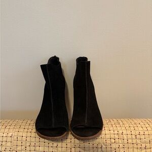 Lucky Brand Black Peep-Toe Ankle Booties